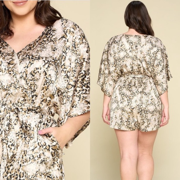 *PREORDER* Happy Hour Plus Size Snakeprint Romper - Picture 2 of 2